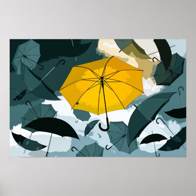 Oeuvre simple parapluie jaune | Poster (Devant)