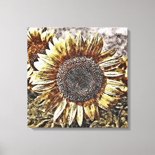 OEuvre vintage de tournesol #4 - Toile enveloppée