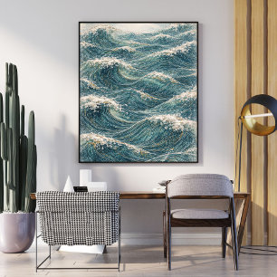 Œuvres d'art de vagues océaniques   Affiche d'impr