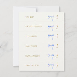 Off White Blue Ribbon Place Nom Carte d'escorte