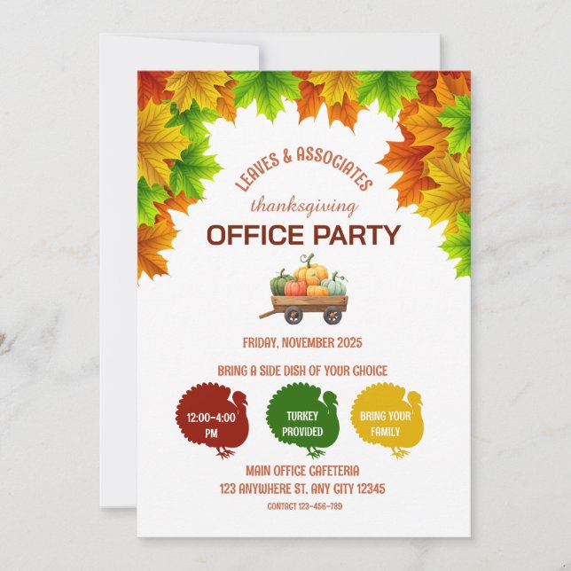Office de Thanksgiving de feuilles Invitation (Devant)
