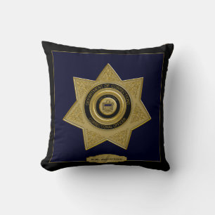Officiers correctionnels Badge-Or-Blk-Sq. Coussin