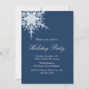 Offset de fête de vacances Snowy Navy Invitation