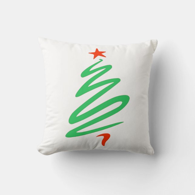 Oh Arbre de Noël Vert Coussin de Jet Rouge (Recto)