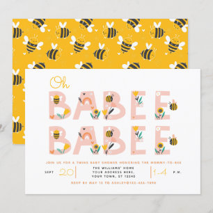 Oh Babee Baby Yellow Twin Baby shower Invitation
