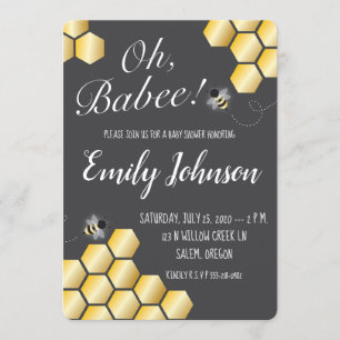 Oh Babee ! Invitation Baby shower à thème Abeille