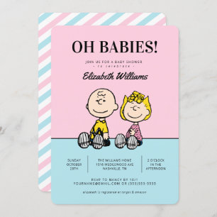 Oh Babies ! Baby shower Peanuts Twins Invitation