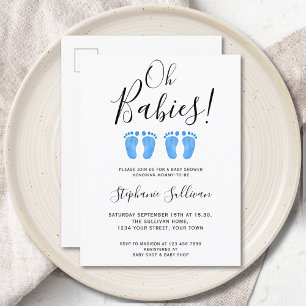 Oh Babies Twins Baby shower Invitation Carte posta