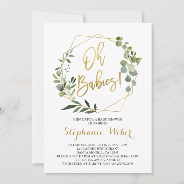 Oh Babies verdure baby shower Invitation (Devant)