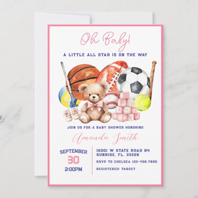 Oh Baby ALL STAR SPORT Baby Shower Invitation (Devant)