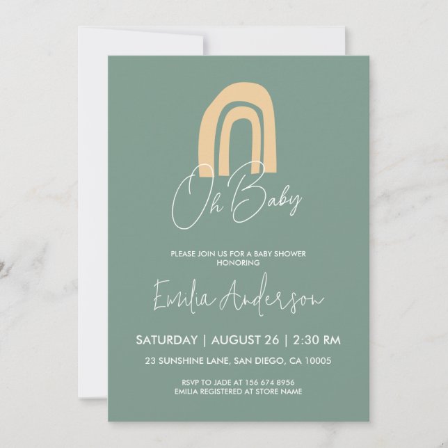 Oh Baby, Baby shower Boho Invitation (Devant)