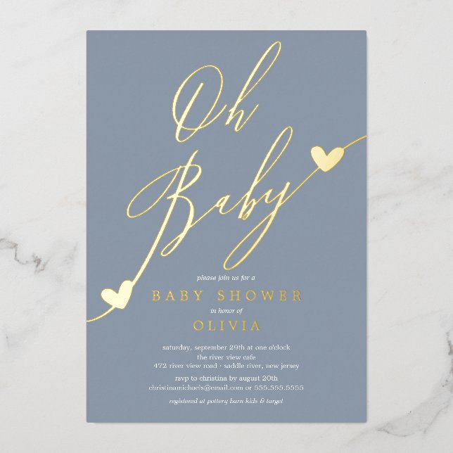 Oh Baby Baby shower Foil Invitation (Recto)