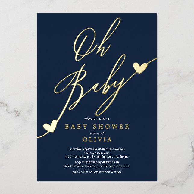 Oh Baby Baby shower Foil Invitation (Recto)
