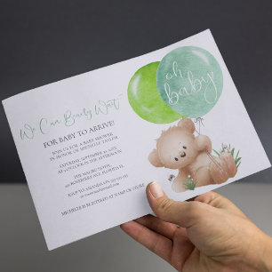 Oh Baby Bear & The Bee Baby shower Invitation