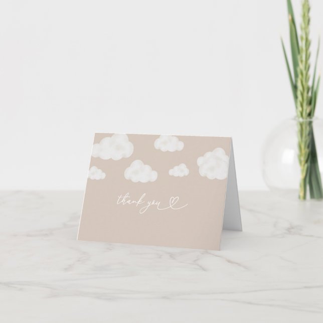 Oh Baby Beige Cloud Baby shower Carte de remerciem (Devant)