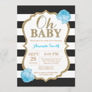 Oh Baby Black and Gold Baby shower Invitation