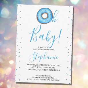 Oh Baby Blue Donut Boy's Baby shower Invitation