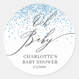 Oh Baby Blue Parties scintillant Favoriser Sticker