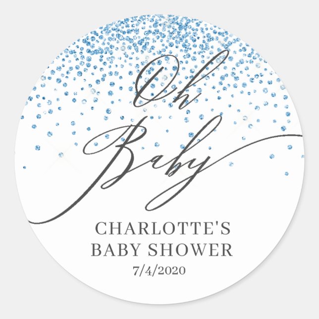 Oh Baby Blue Parties scintillant Favoriser Sticker (Devant)