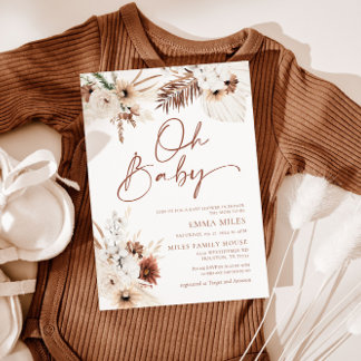 Oh Baby Boho Pampas Baby shower Invitation