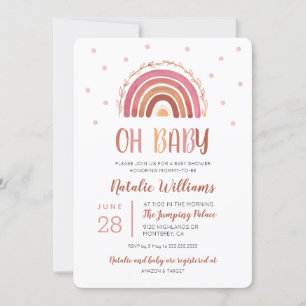 Oh Baby Boho Rainbow Baby shower Invitation