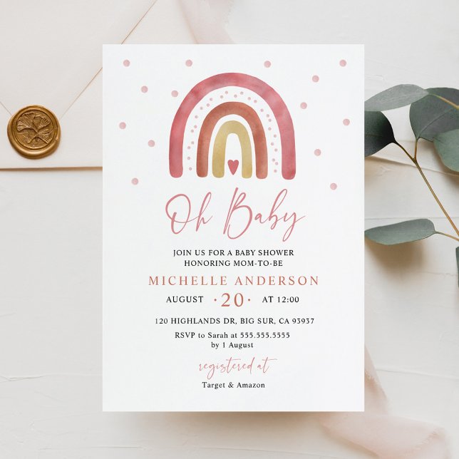 Oh Baby Boho Rainbow Baby shower Invitation (Créateur téléchargé)
