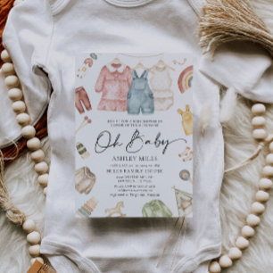 Oh Baby Boho Vêtements Baby shower Invitation