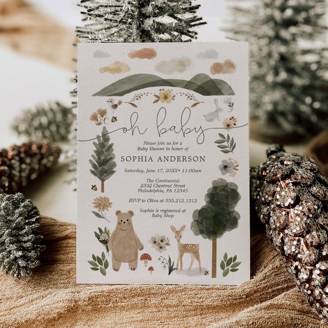 Oh Baby Boho Woodland Baby shower carte d'invitati (Créateur téléchargé)