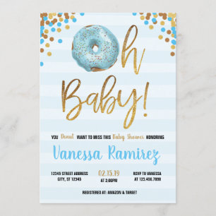 Oh Baby Boy Donut Baby shower Sprinkle Invitation