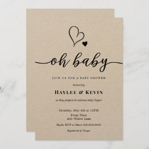 Oh Baby Calligraphy Douche invitation