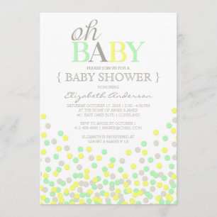 Oh Baby Confetti   Invitation Baby shower moderne