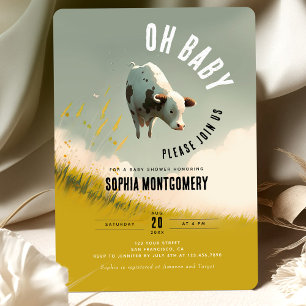 Oh Baby Cow Genre Neutre Baby shower Invitation
