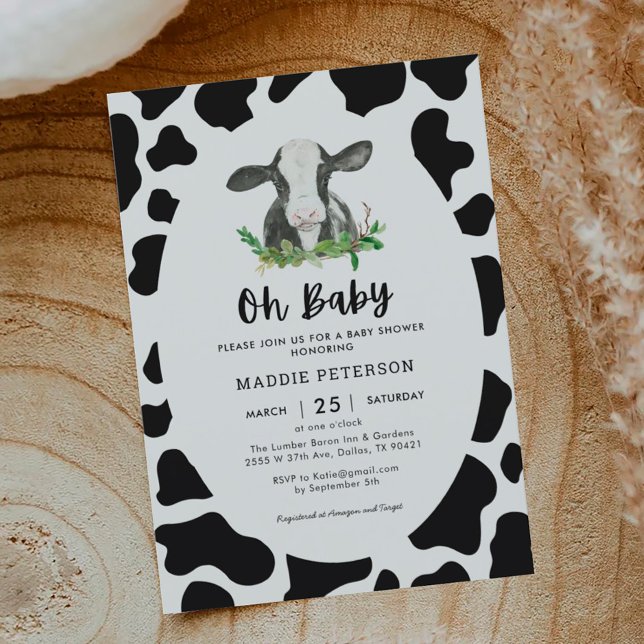 Oh Baby Cow Theme Garçon Baby shower Invitation (Créateur téléchargé)