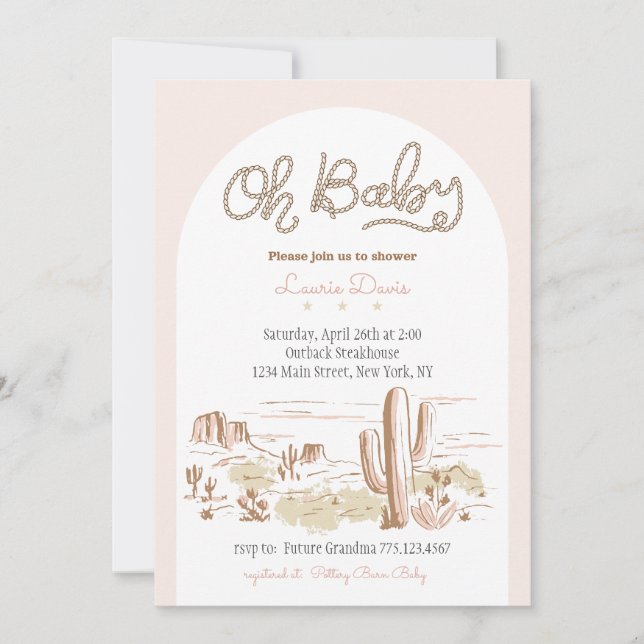 Oh Baby Cowgirl Shower Invitation (Devant)