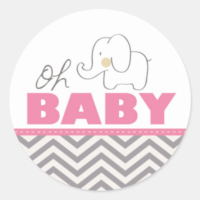 Oh Baby Elephant - Sticker Invitation Baby shower  (Devant)