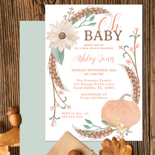 Oh Baby Fall Citrouille Douche Invitation (Oh Baby Pumpkin Baby Shower)