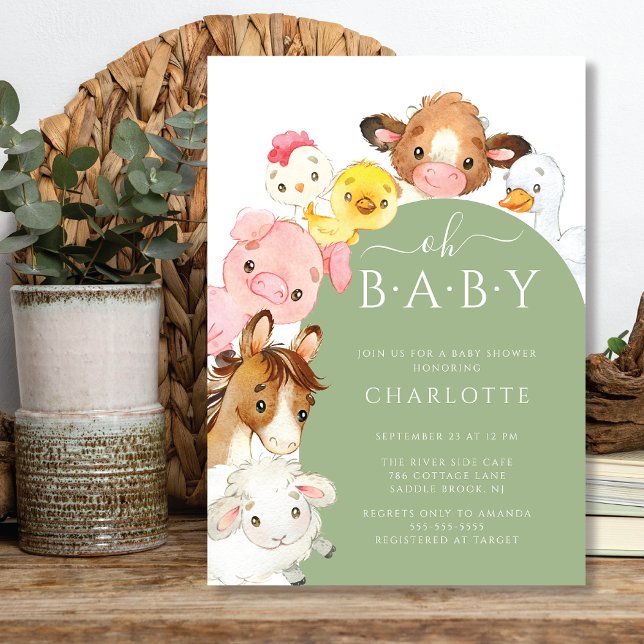 Oh Baby Farm Animaux Baby shower Invitation (Créateur téléchargé)