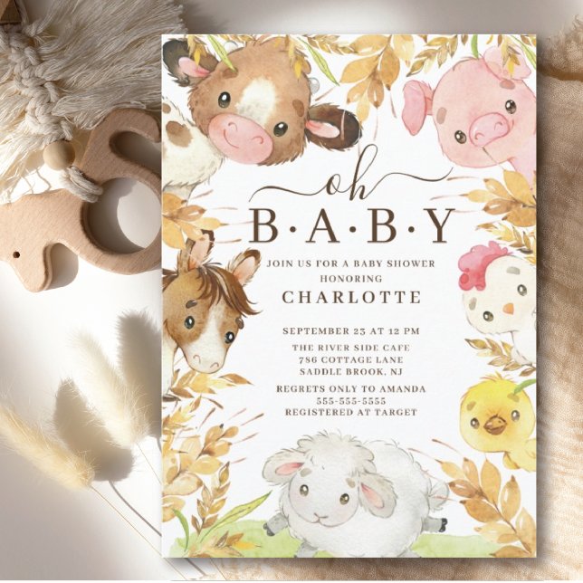 Oh Baby Farm Animaux Douche Invitation (Créateur téléchargé)