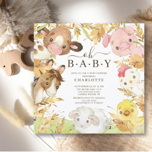 Oh Baby Farm Animaux Douche Invitation