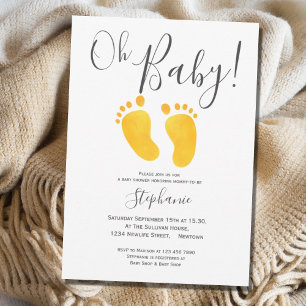Oh Baby Feet Jaune Baby shower Invitation