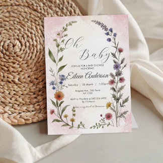 Oh Baby Fleur sauvage Baby shower Invitation