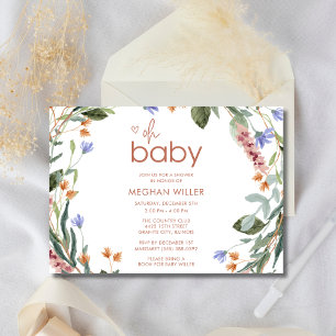 Oh Baby Floral Baby shower Invitation