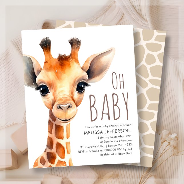 Oh Baby Giraffe Baby shower Budget Invitation (Créateur téléchargé)