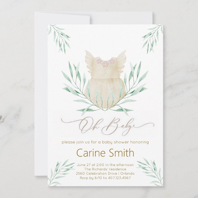Oh Baby Girl Clothes Baby shower invitation (Devant)