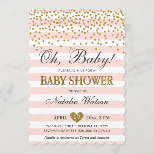 Oh Baby Girl Rose Gold Baby shower Invitation
