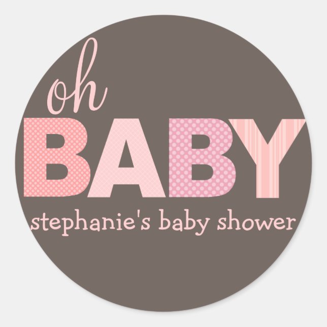 Oh Baby Girl Sticker Baby shower moderne | Rose (Devant)