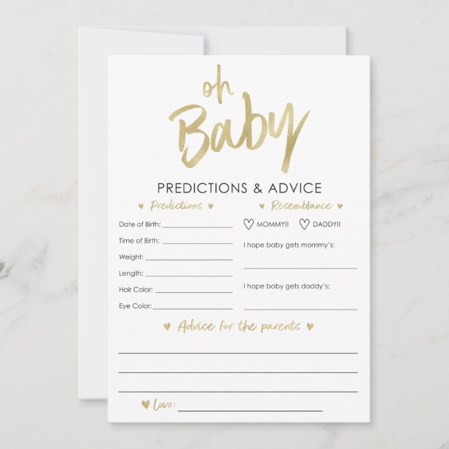 Oh Baby Gold Prédictions et carte de conseil (Devant)