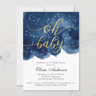 Oh Baby Invitation Baby shower Stars aquarelle