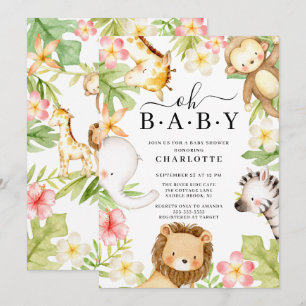Oh Baby Jungle Baby shower Invitation