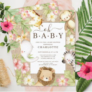 Oh Baby Jungle Baby shower Invitation